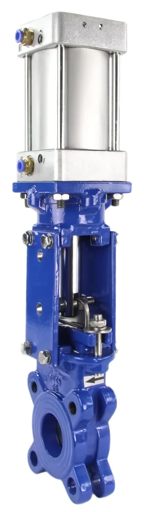 Задвижка шиберная DN.ru GVKR3431M-1W-Fb-2P Ду400 Ру10 односторонняя , шпиндель - выдвижной,  с пневмоприводом, WENZ