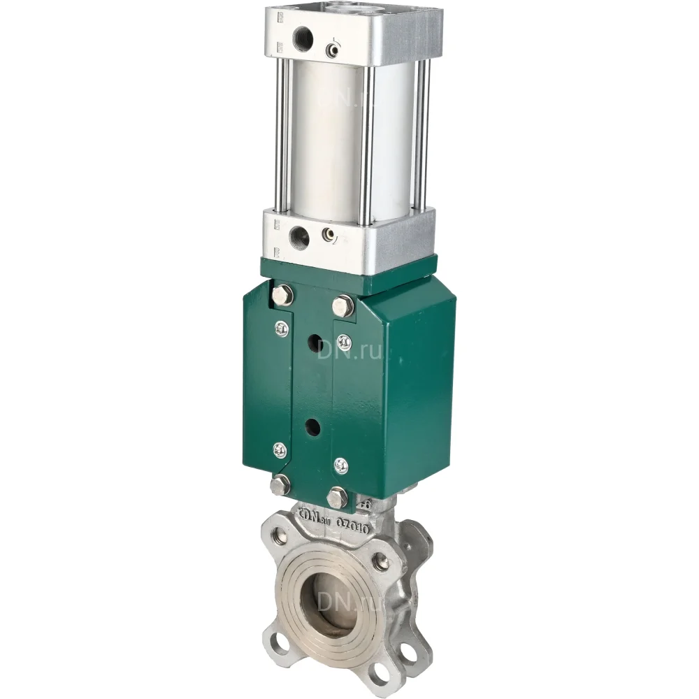 Задвижка шиберная DN.ru GVKR3131E-2W-Fb-2P Ду50 Ру16 двусторонняя , шпиндель - выдвижной,    с пневмоприводом, WENZ