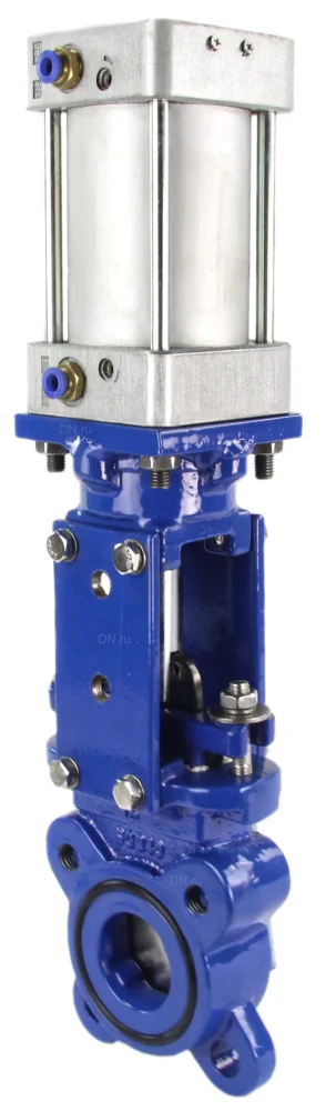 Задвижка шиберная DN.ru GVKR1331E-2W-Fb-2P Ду65 Ру16 двусторонняя , шпиндель - выдвижной, с пневмоприводом, WENZ