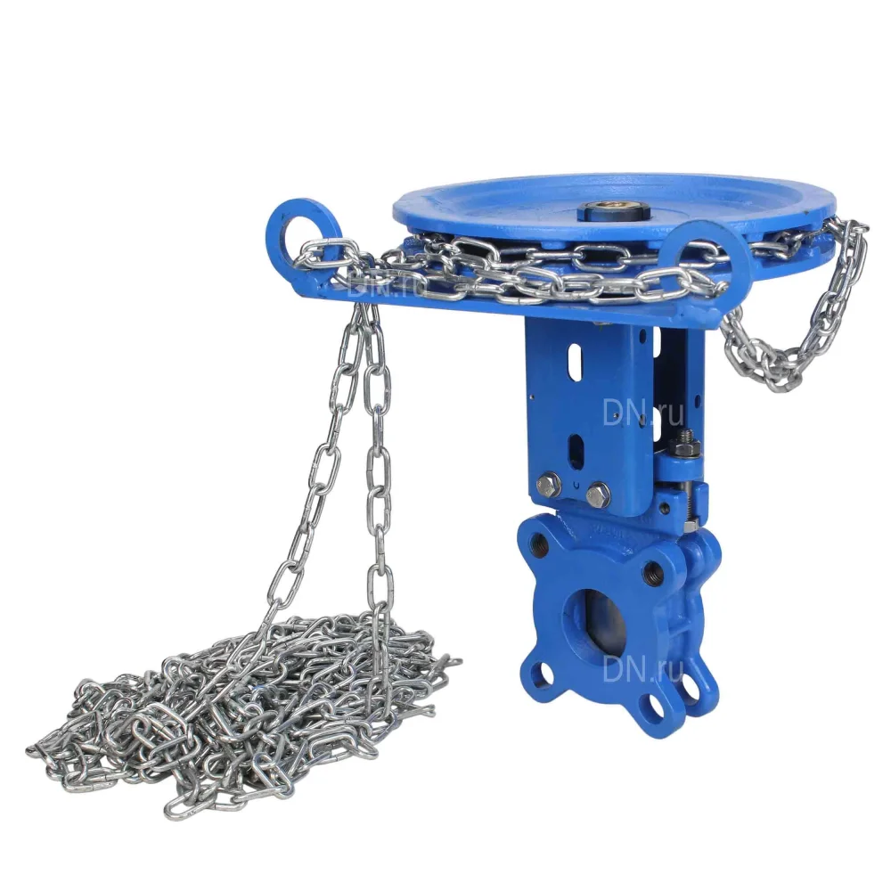 Задвижка шиберная DN.ru GVKR1331N-2W-Fb-CC Ду200 Ру10,  , шибер - сталь нержавеющая 304  , управление - штурвал с цепью