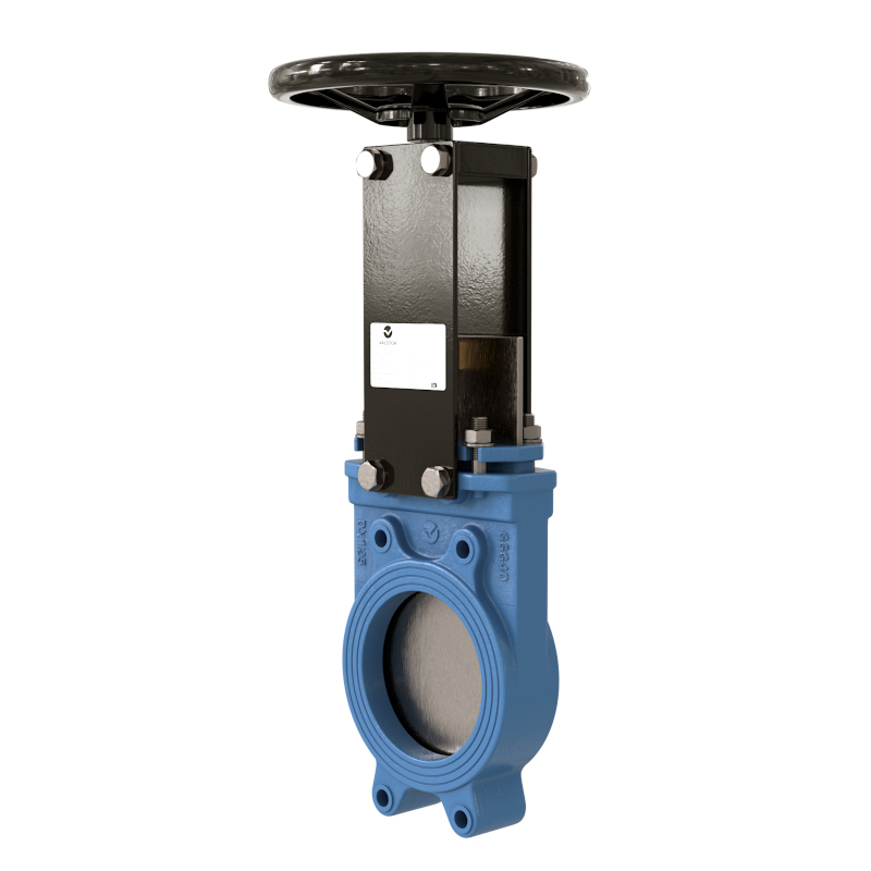 Задвижка шиберная ВЭЛСТОК серии VA DN 50-2000 мм, чугунная межфланцевая, штурвал с невыдвижным штоком 