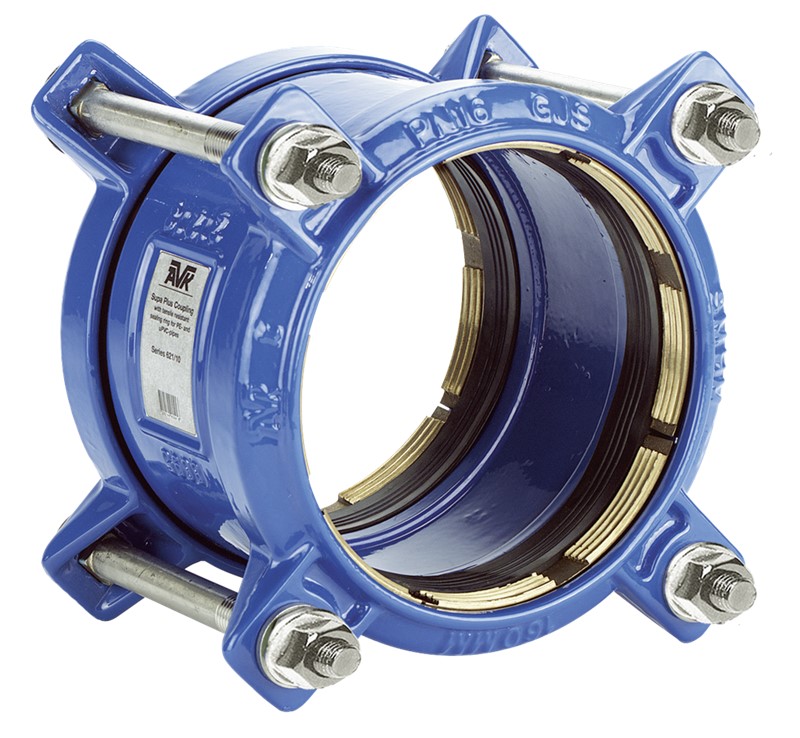 Муфта AVK SUPA PLUS PN16, DN80, фиксирующего типа для ПЭ и ПВХ труб, серия 621