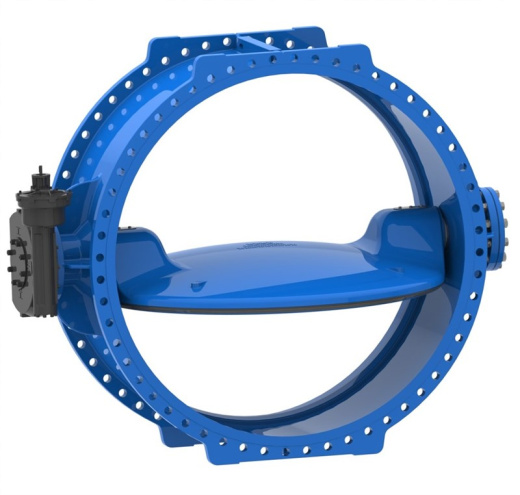 Затвор дисковый AVK с двойным эксцентриком серия 756/102-IS1 PN10 DN700 с интегрированным седлом, редуктор (IP67) с ISO-фланцем