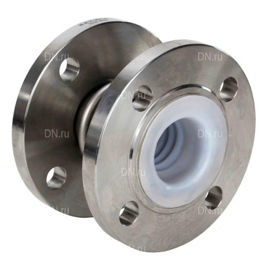 Компенсатор сильфонный осевой DN.ru CB-3232P-F Ду65 Ру16 фланцевый, сильфон - нержавеющая сталь SS316, уплотнение - PTFE, футерованный, осевой ход 30 мм