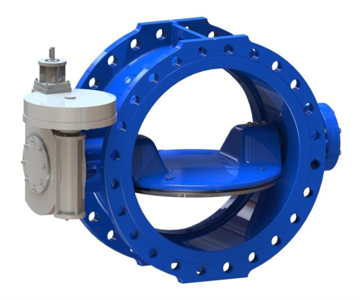 Затвор дисковый AVK с двойным эксцентриком серия 756/102-IS3 PN25 DN150 с интегрированным седлом, редуктор (IP67) с ISO-фланцем
