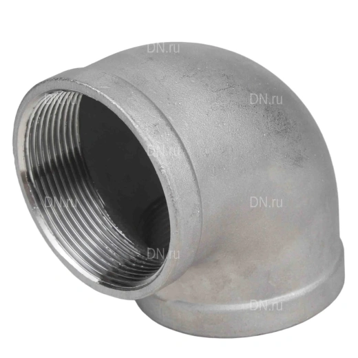 Отвод (уголок) DN.ru ВР-ВР-316 1 1/2″ Ду40 Ру16 угол 90°, корпус - нержавеющая сталь 316, присоединение - внутренняя / внутренняя резьба